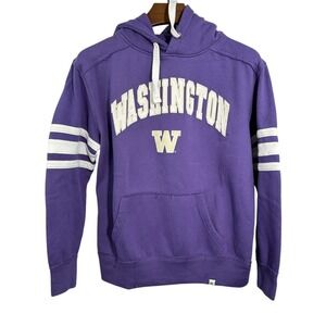 Washington Huskies Vintage Purple Colosseum Hoodie‎ Raw Seam Arm Stripes Large